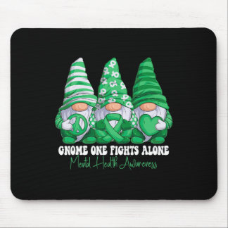 Mental Health Awareness Month Green Ribbon Gnomies Mouse Mat