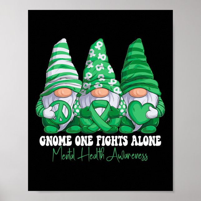 Mental Health Awareness Month Green Ribbon Gnomies Poster (Front)