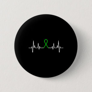 Mental Health Awareness Month Green Ribbon Heartbe 6 Cm Round Badge