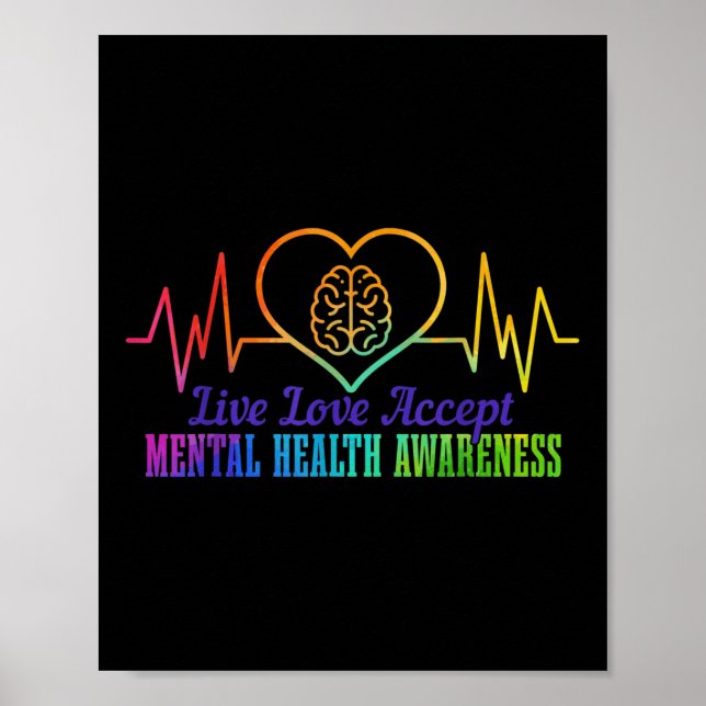 Mental Health Awareness Month Live Love Accept Hea Poster (Front)