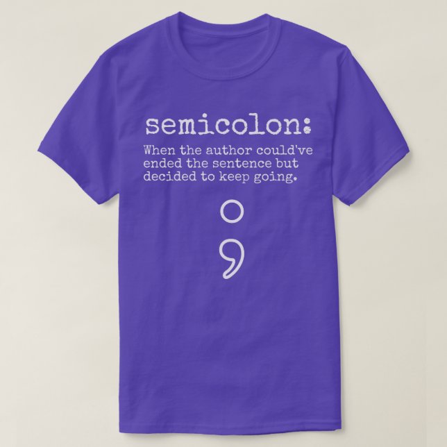 Mental Health Awareness Month Semicolon Definition T-Shirt (Design Front)