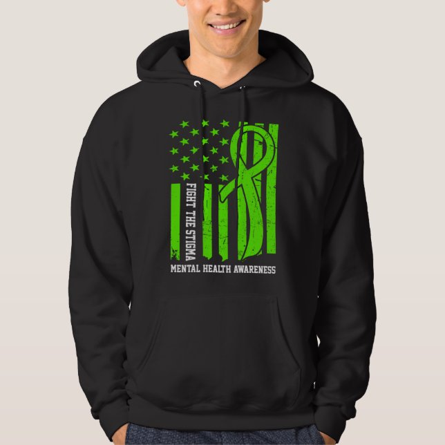 Mental Health Awareness Month USA Flag Fight The S Hoodie (Front)