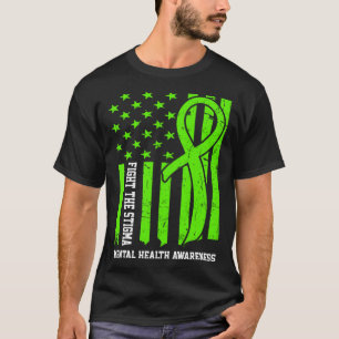 Mental Health Awareness Month USA Flag Fight The S T-Shirt