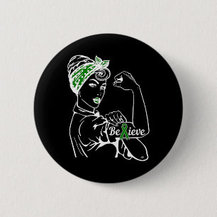 Mental Health Awareness Month Woman Green Ribbon B 6 Cm Round Badge