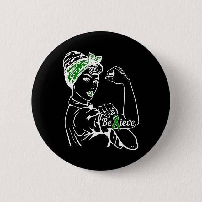 Mental Health Awareness Month Woman Green Ribbon B 6 Cm Round Badge (Front)