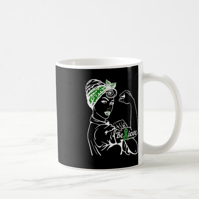 Mental Health Awareness Month Woman Green Ribbon B Coffee Mug (Right)