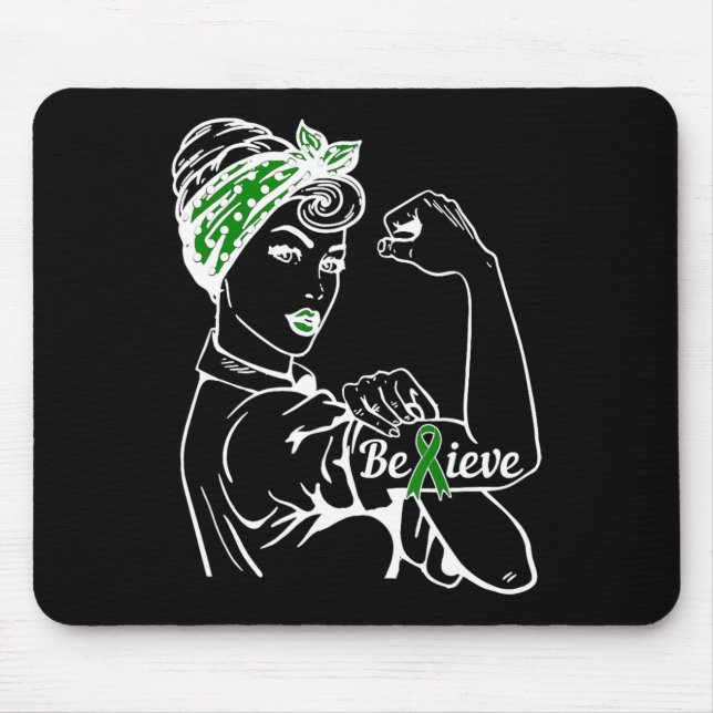 Mental Health Awareness Month Woman Green Ribbon B Mouse Mat (Front)
