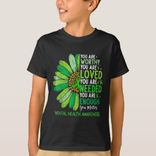 Mental Health Awareness Month You Flower Green Rib T-Shirt