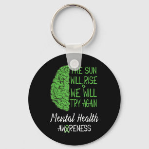Mental Health Awareness Motivation Quote Brain Sup Key Ring