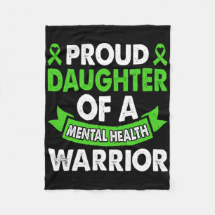 Mental Health Awareness Mum Of Warrior Mental Ther Fleece Blanket