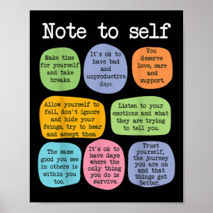 Mental Health Awareness - Note To Self School Coun Poster