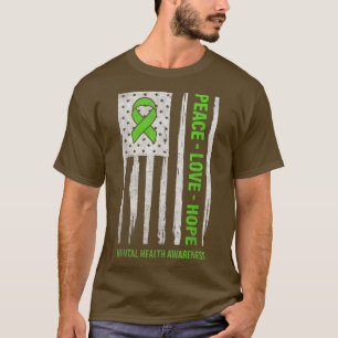 Mental Health Awareness Peace Love Hope Usa Flag 3 T-Shirt