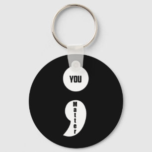 Mental Health Awareness Prevention Semi-Colon Key Ring