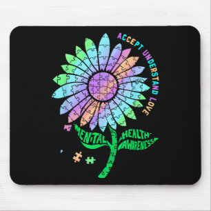 Mental Health Awareness Puzzle Sunflower Mouse Mat