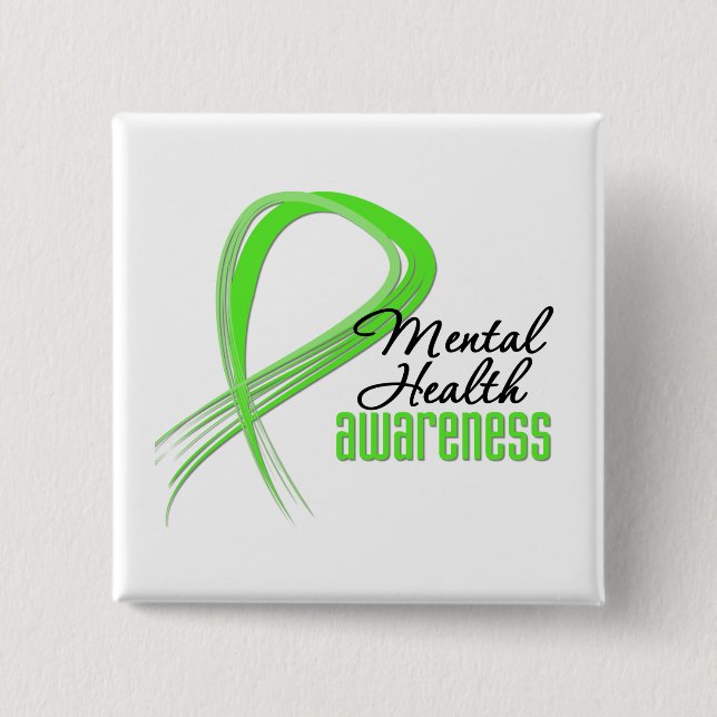 Mental Health Awareness Ribbon 15 Cm Square Badge (Front)