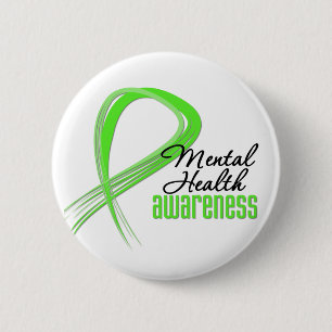 Mental Health Awareness Ribbon 6 Cm Round Badge