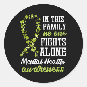 Mental Health Awareness Ribbon Depression Suicide Classic Round Sticker