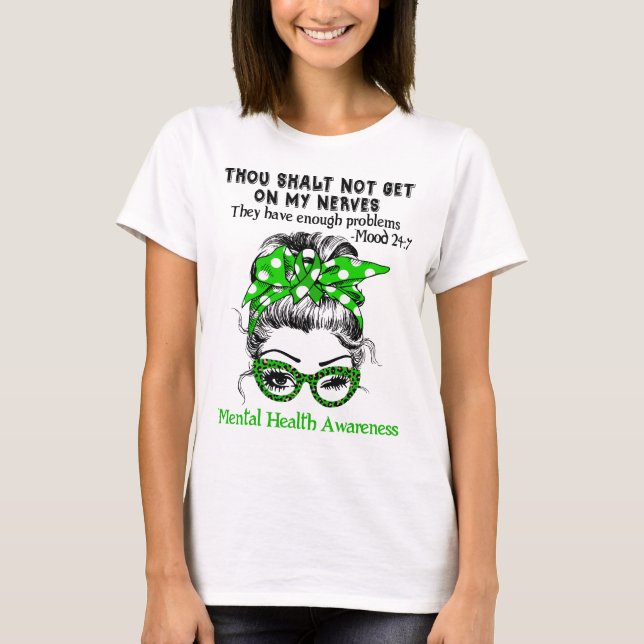 Mental Health Awareness Ribbon Support Gifts T-Shirt (Front)