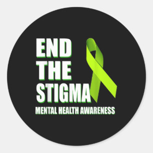 Mental Health Awareness Shirt - End Of Stigma Ribb Classic Round Sticker