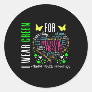 Mental Health Awareness Shirt End The Stigma Rainb Classic Round Sticker