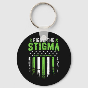 Mental Health Awareness Shirt Green Ribbon Fight Key Ring
