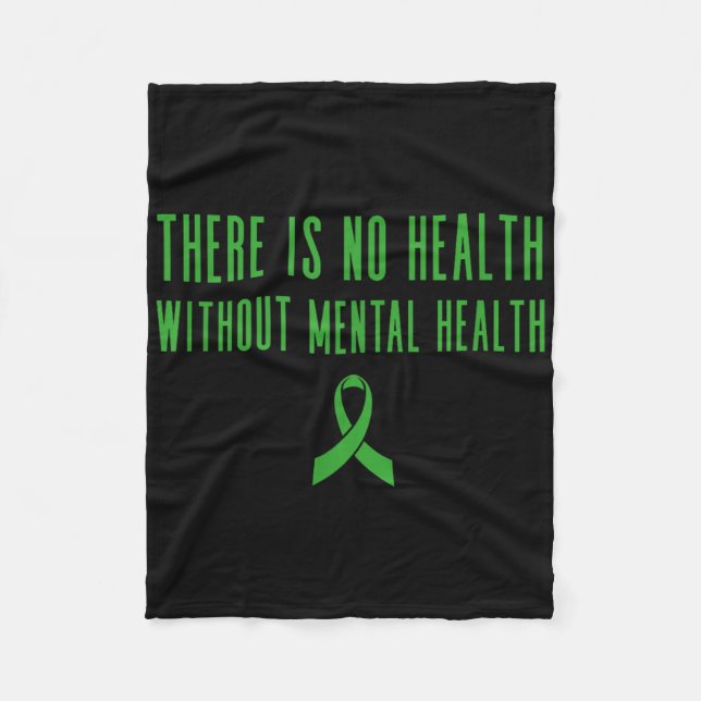 Mental Health Awareness Shirt - Green Ribbon  Fleece Blanket (Front)
