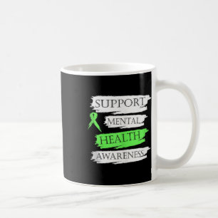 Mental Health Awareness Shirt Support Green Ribbon Coffee Mug