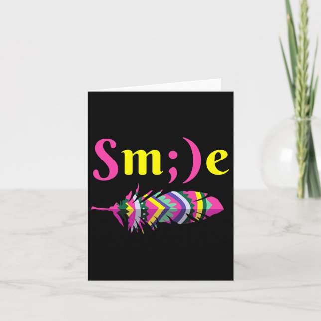 Mental Health Awareness Smile Semicolon Suicide  Card (Front)