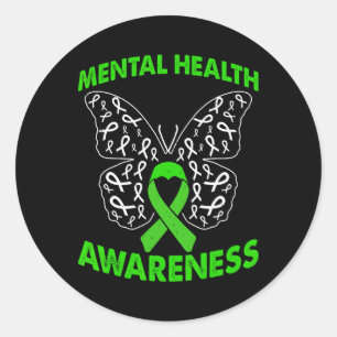 Mental Health Awareness Social Anxiety Mental Ther Classic Round Sticker