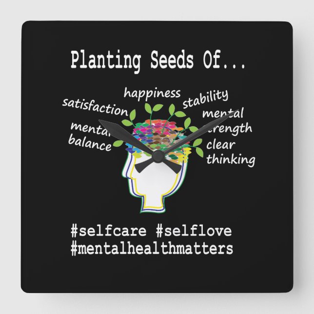 Mental Health Awareness Square Wall Clock (Front)