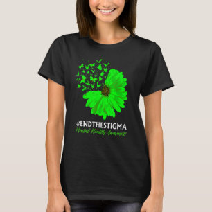Mental Health Awareness Sunflower Butterfly End Th T-Shirt