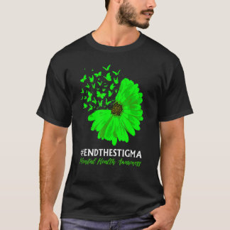 Mental Health Awareness Sunflower Butterfly End Th T-Shirt