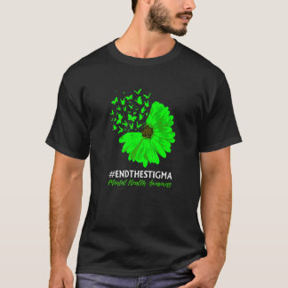 Mental Health Awareness Sunflower Butterfly End Th T-Shirt
