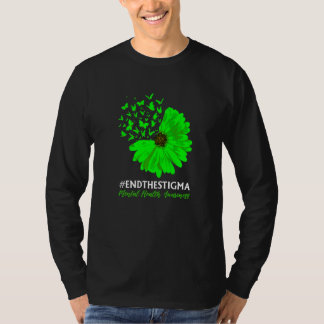 Mental Health Awareness Sunflower Butterfly End Th T-Shirt