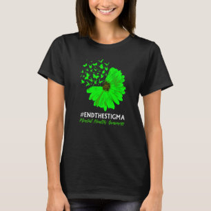 Mental Health Awareness Sunflower Butterfly End Th T-Shirt