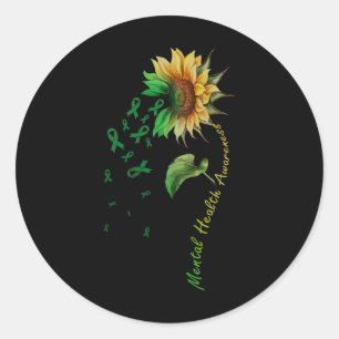 Mental Health Awareness Sunflower Comfort Colours Classic Round Sticker