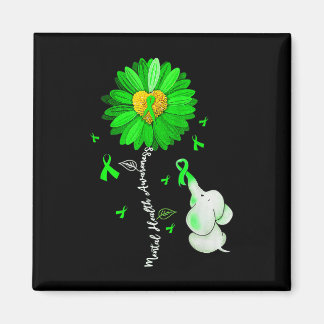 Mental Health Awareness Sunflower Green Ribbon Ele Magnet
