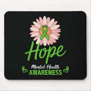 Mental Health Awareness Sunflower Green Ribbon Pos Mouse Mat