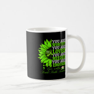 Mental Health Awareness Sunflower Groovy Green  Coffee Mug