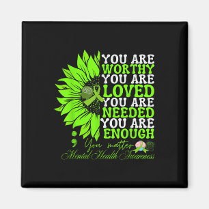 Mental Health Awareness Sunflower Groovy Green  Magnet