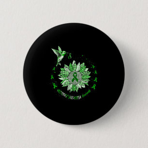 Mental Health Awareness Sunflower Hummingbird Ribb 6 Cm Round Badge