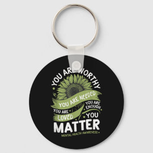 Mental Health Awareness Sunflower Strength Design Key Ring
