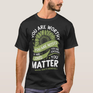 Mental Health Awareness Sunflower Strength Design T-Shirt