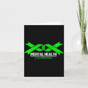 Mental health awareness support green ribbon menta card