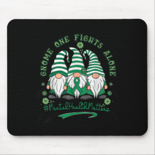 Mental Health Awareness Support Squad Gnome Green Mouse Mat