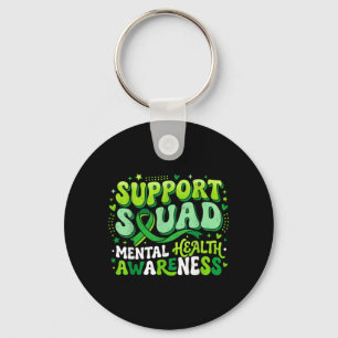 Mental Health Awareness Support Squad Green Ribbon Key Ring