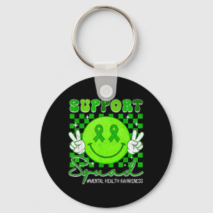 Mental Health Awareness Support Squad Green Ribbon Key Ring