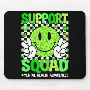 Mental health awareness support squad green ribbon mouse mat