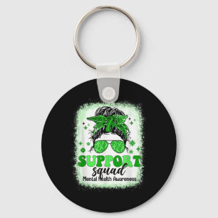 Mental Health Awareness Support Squad Messy Bun Wo Key Ring
