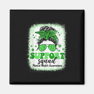 Mental Health Awareness Support Squad Messy Bun Wo Magnet